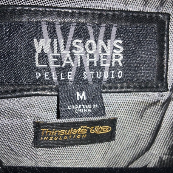 Wilson Leather zip front black jacket Sz M zip out Thinsulate lining unisex - Picture 7 of 12